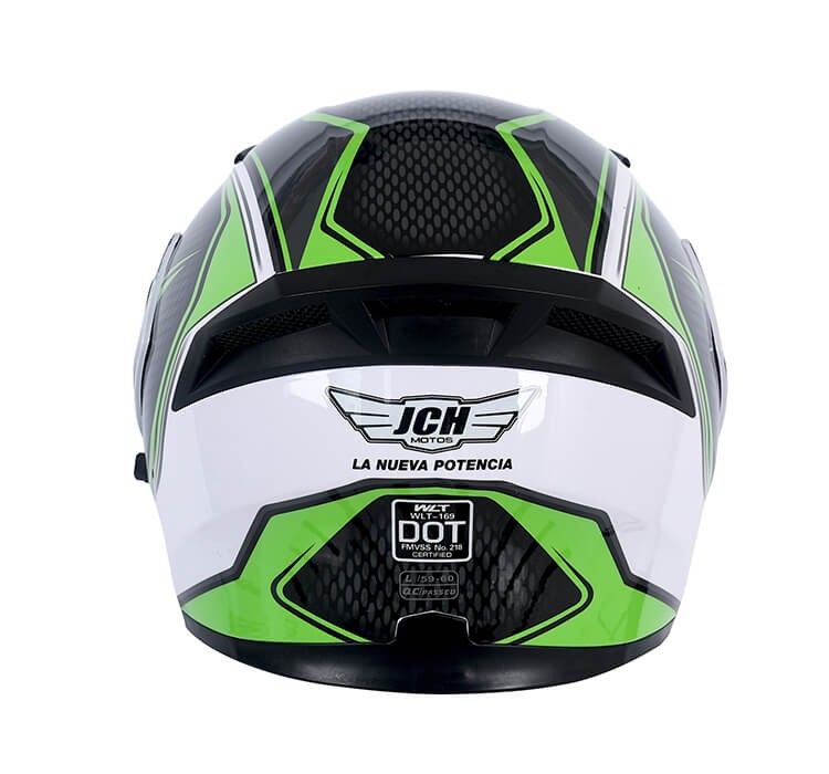 Vista trasera de CASCO INTEGRAL JCH MOTOS BLANCO